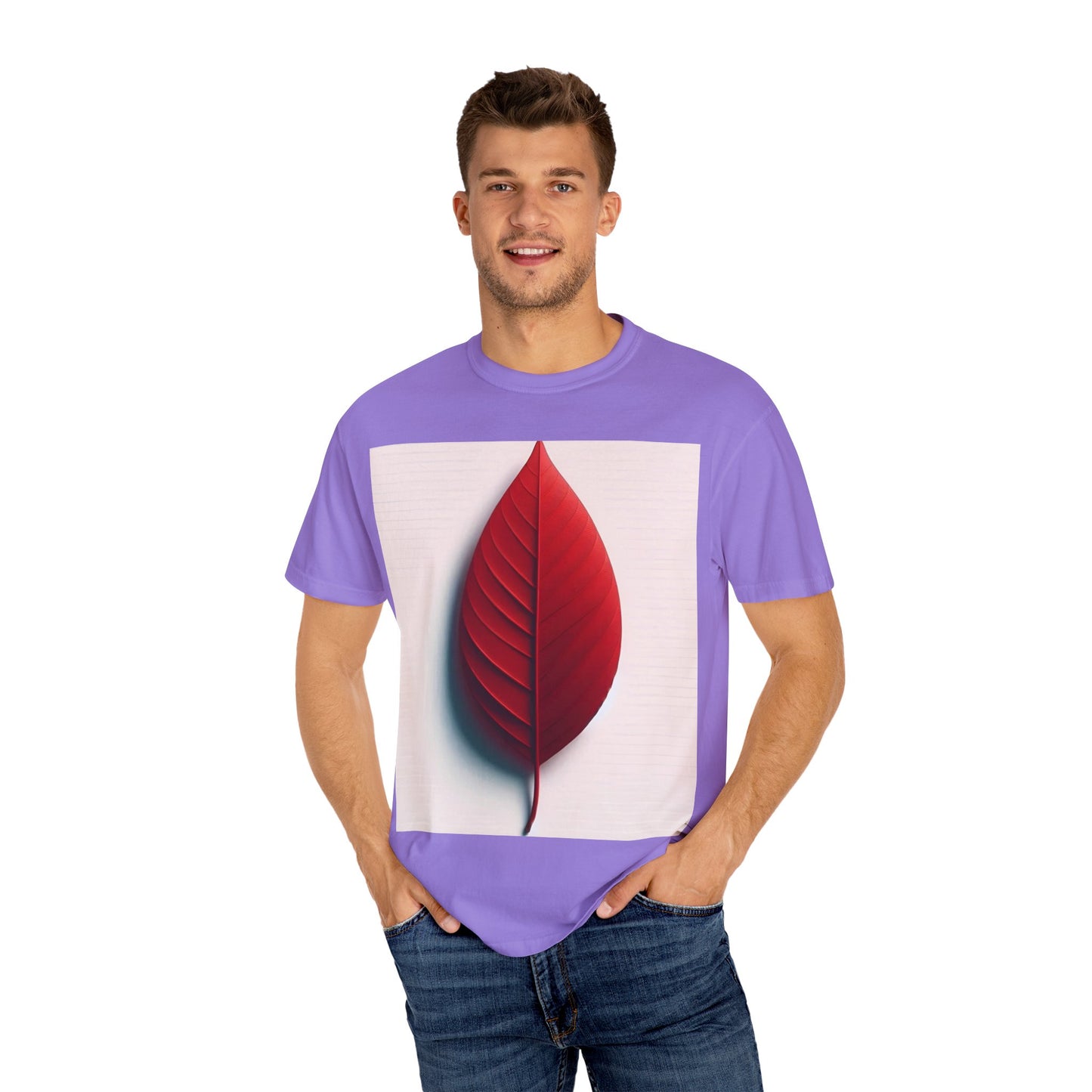 Vibrant Red Leaf Unisex Garment-Dyed T-Shirt