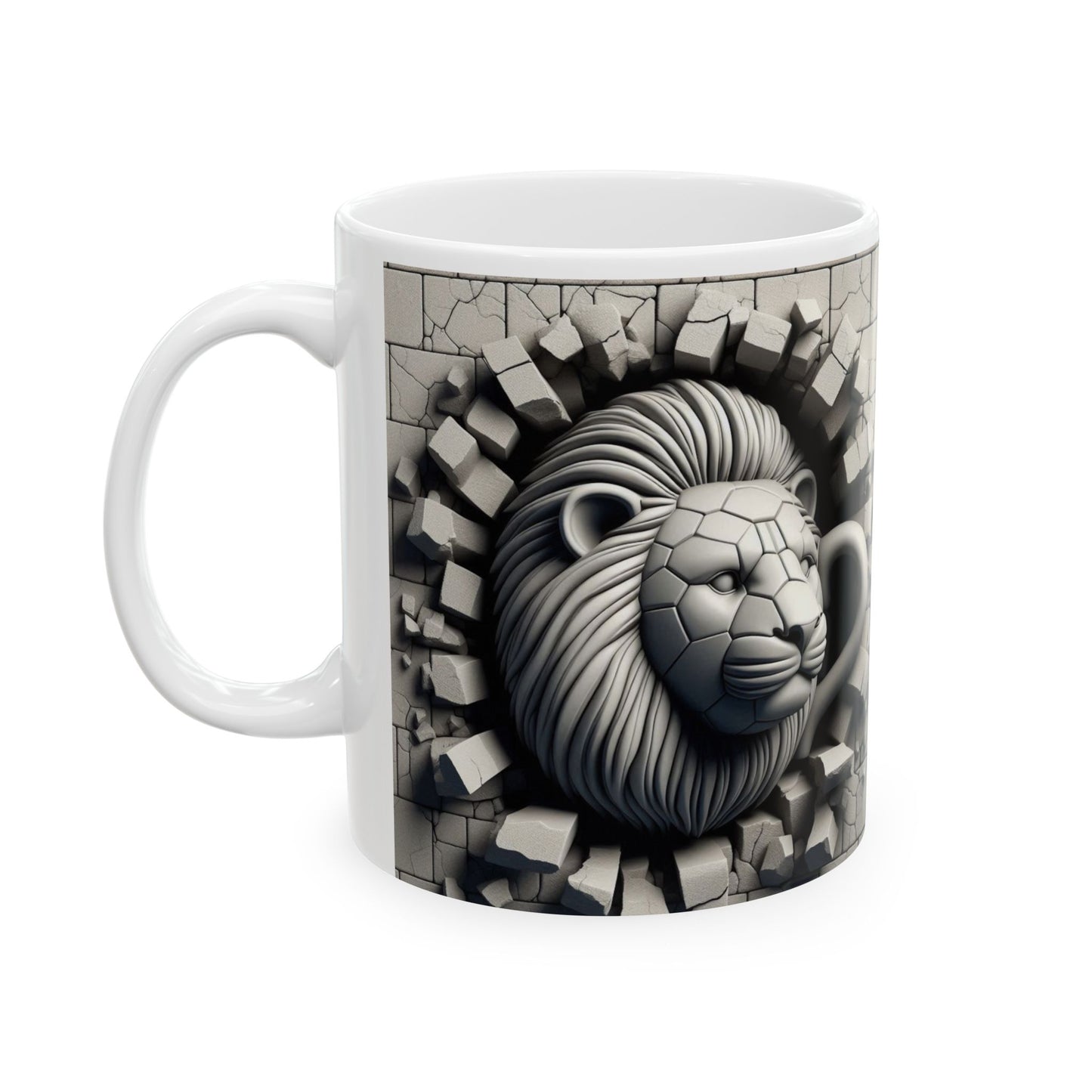 Lion's Roar Ceramic Mug - Artistic 11oz & 15oz Coffee Cup for Animal Lovers