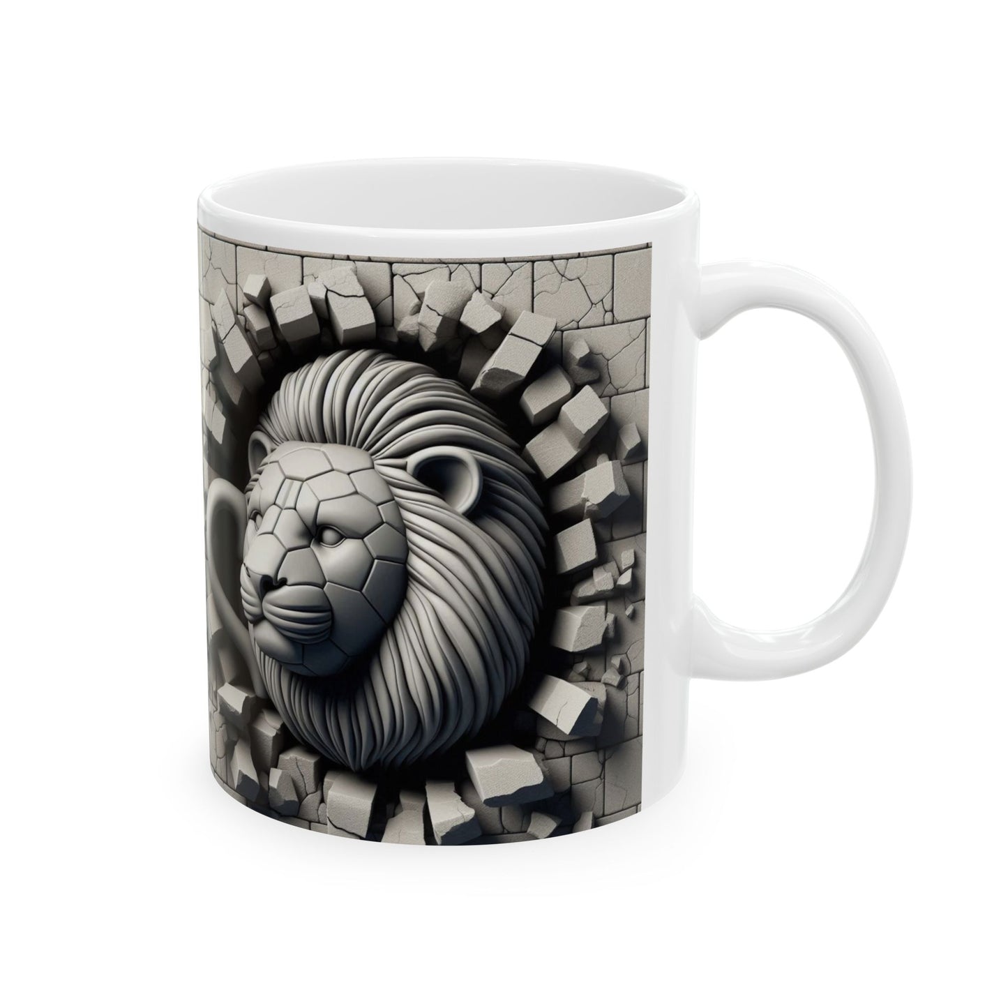 Lion's Roar Ceramic Mug - Artistic 11oz & 15oz Coffee Cup for Animal Lovers
