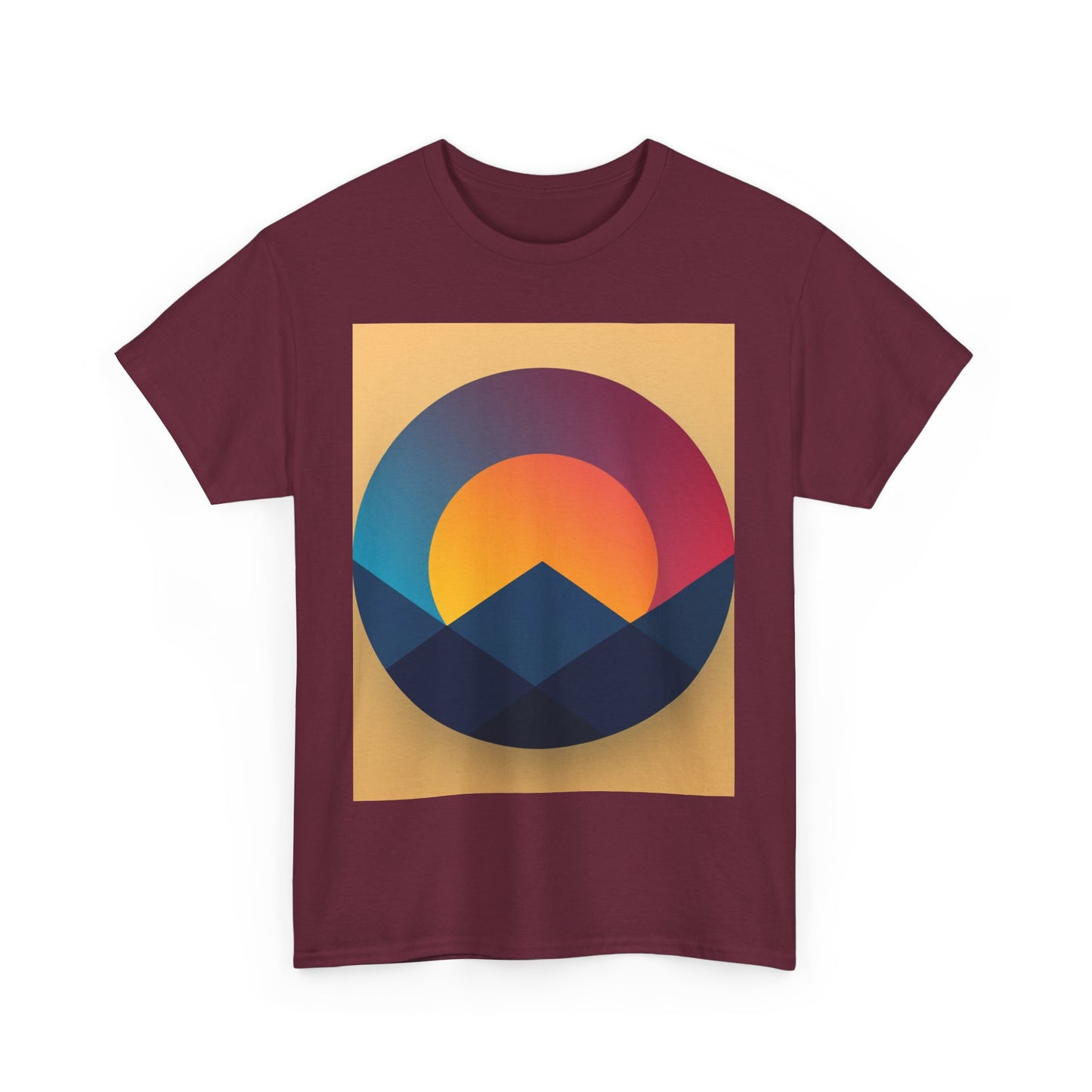Retro Sunrise Mountain Unisex Heavy Cotton Tee