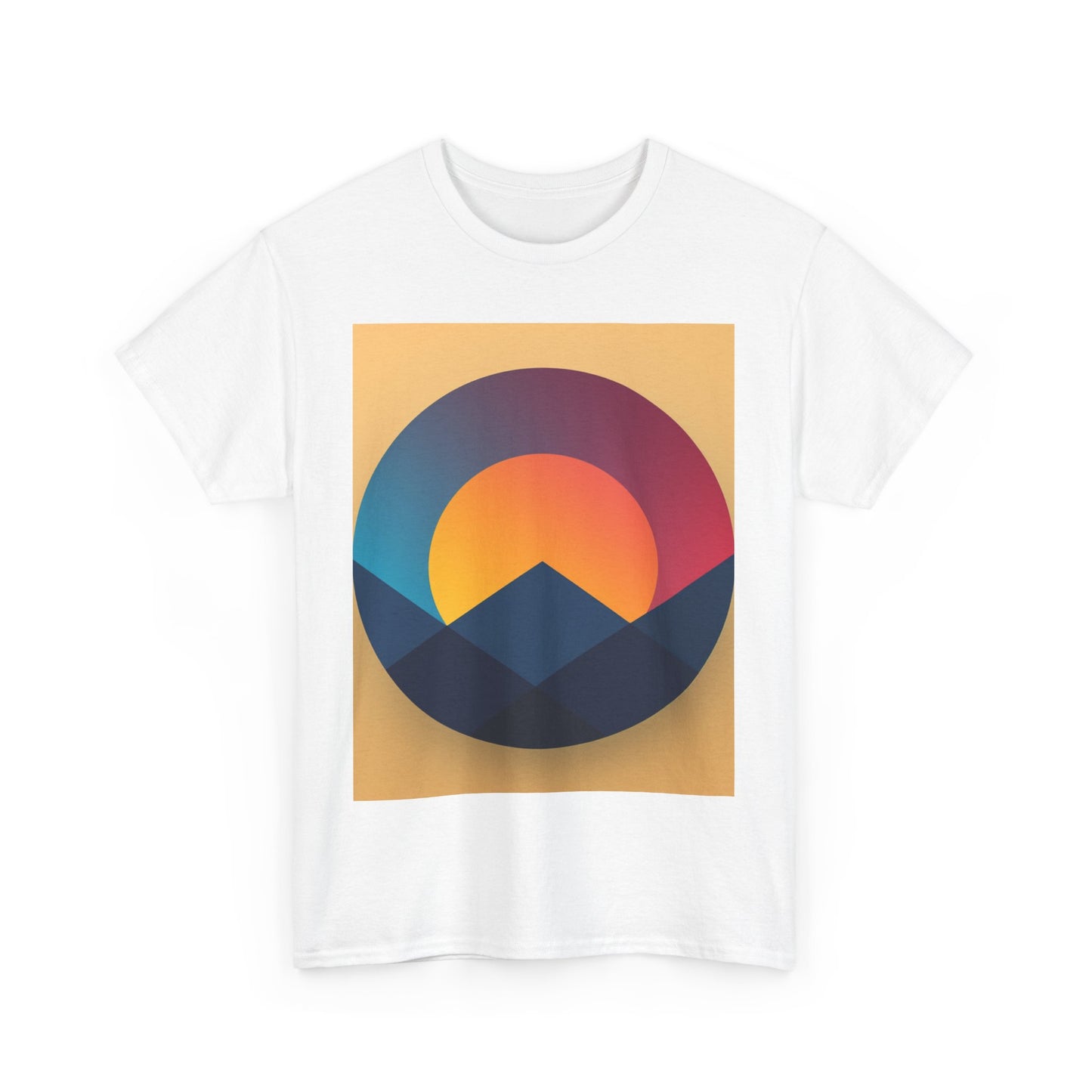 Retro Sunrise Mountain Unisex Heavy Cotton Tee