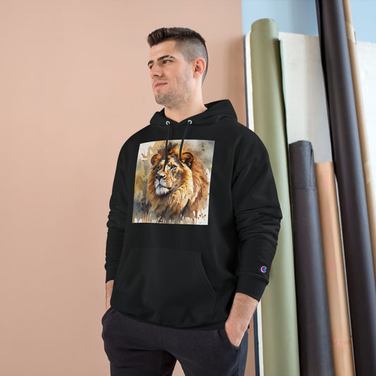 Lion Portrait Hoodie — Majestic Watercolor Lion Graphic Hoodie