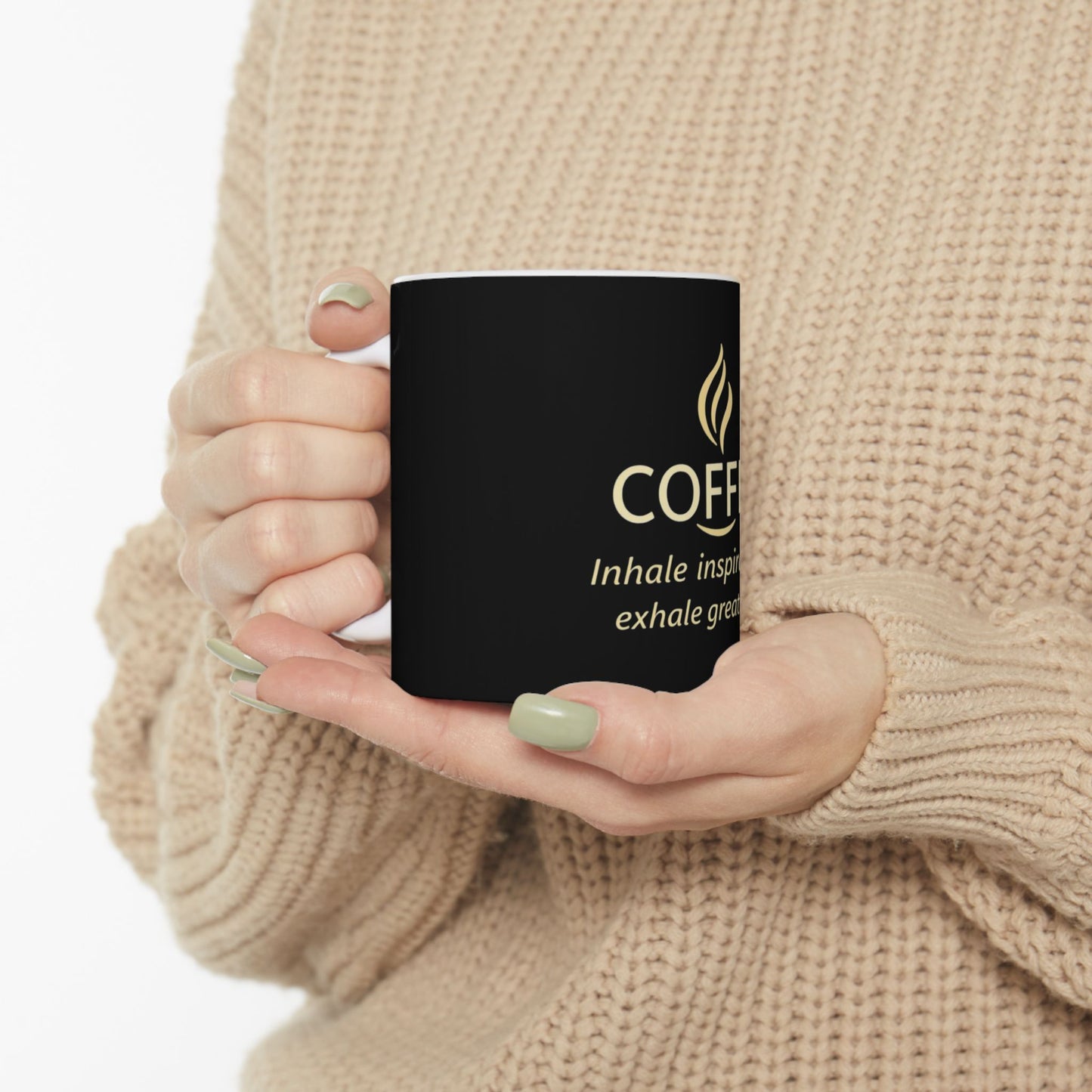 Inspirational Coffee Mug - Inhale Inspiration, Exhale Greatness - Perfect Gift for Coffee Lovers