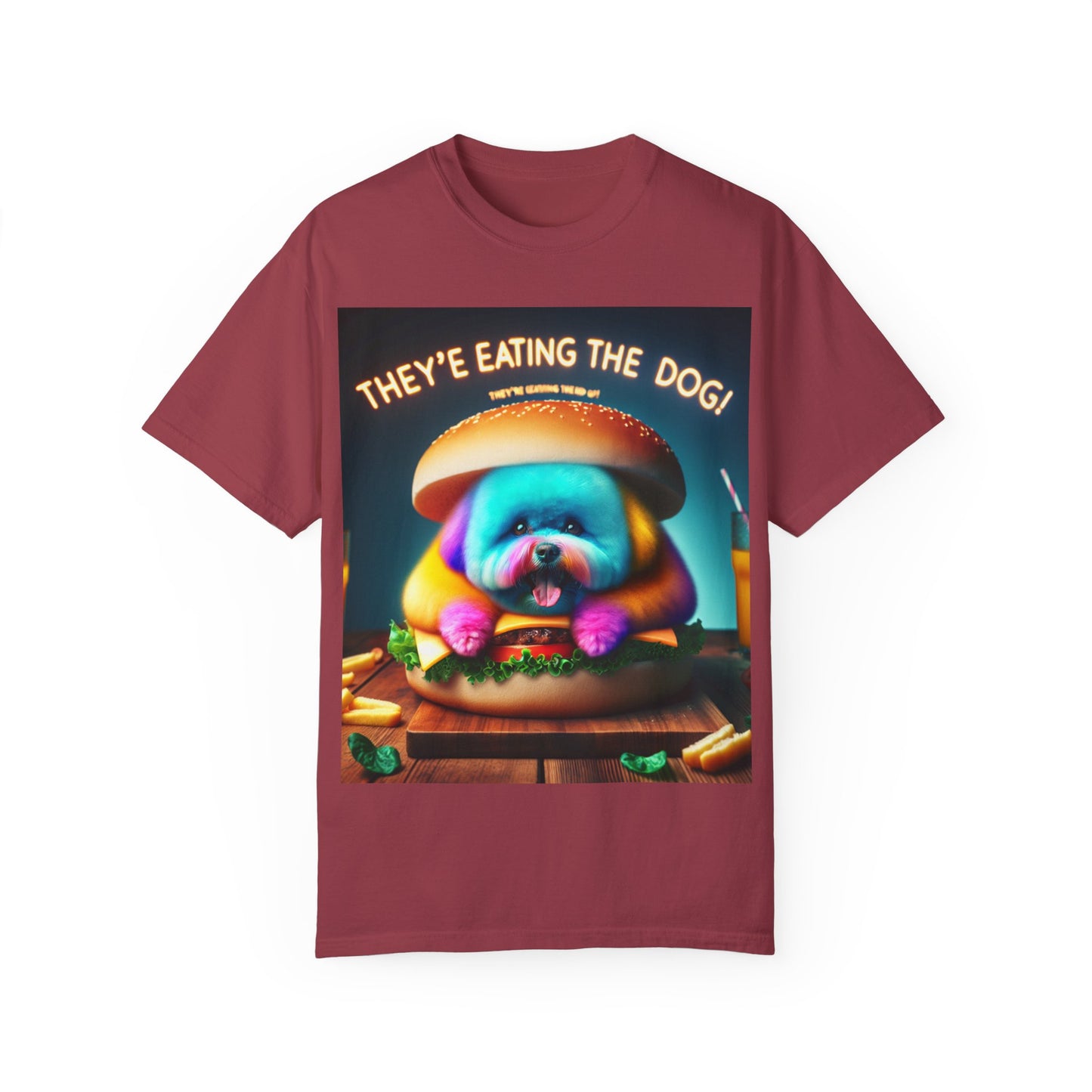 Funny Unisex Garment-Dyed T-shirt - 'They're Eating the Dog!'
