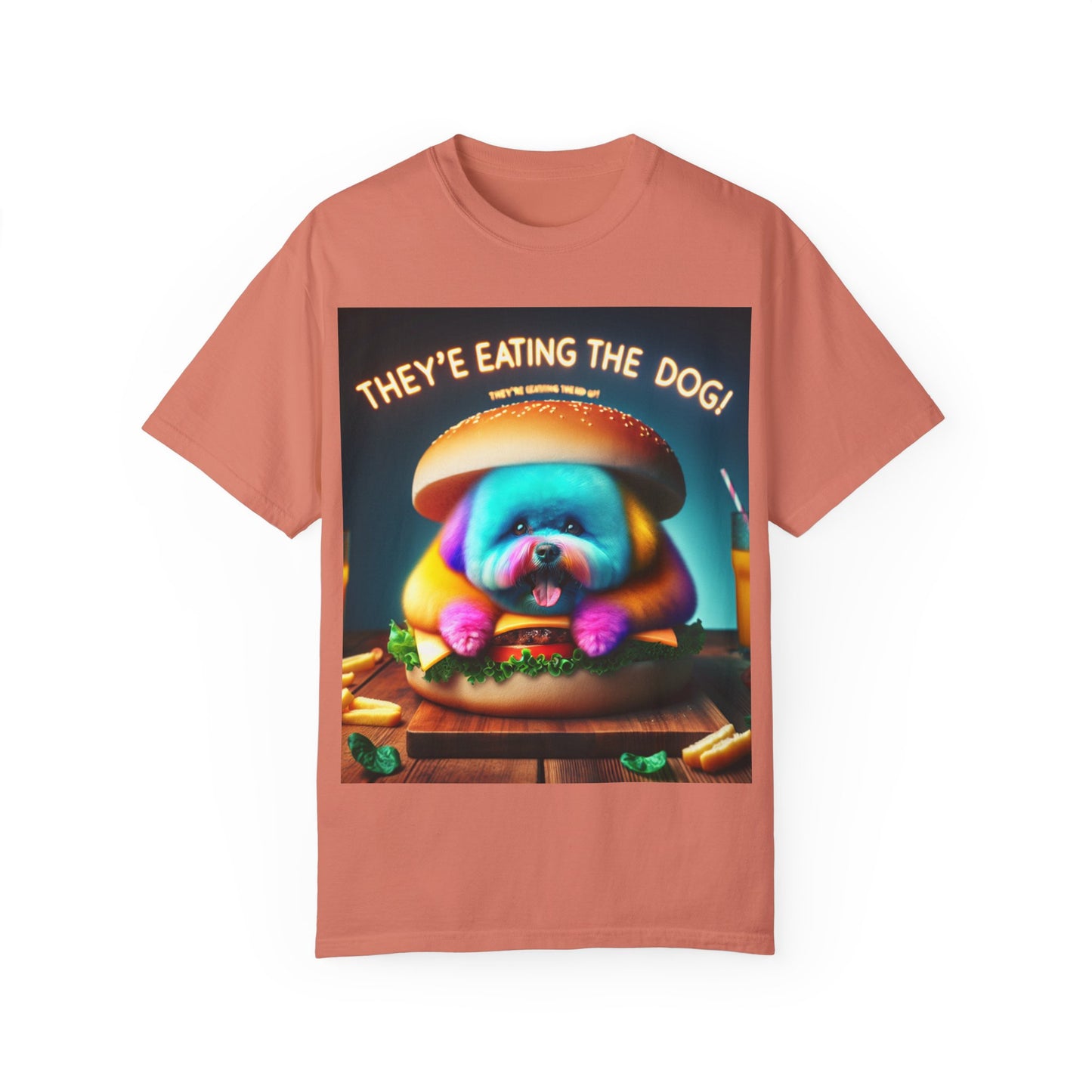 Funny Unisex Garment-Dyed T-shirt - 'They're Eating the Dog!'